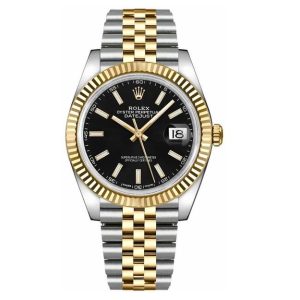 Datejust Black Dial Men's Gold & Steel Watch 41mm